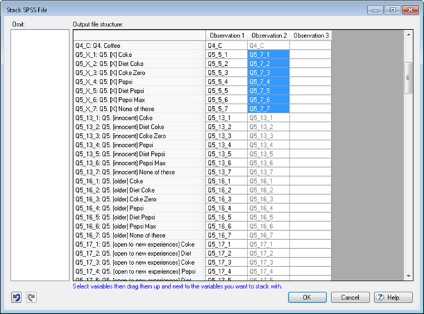 File stacking dialog box