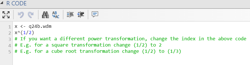 R code to change power